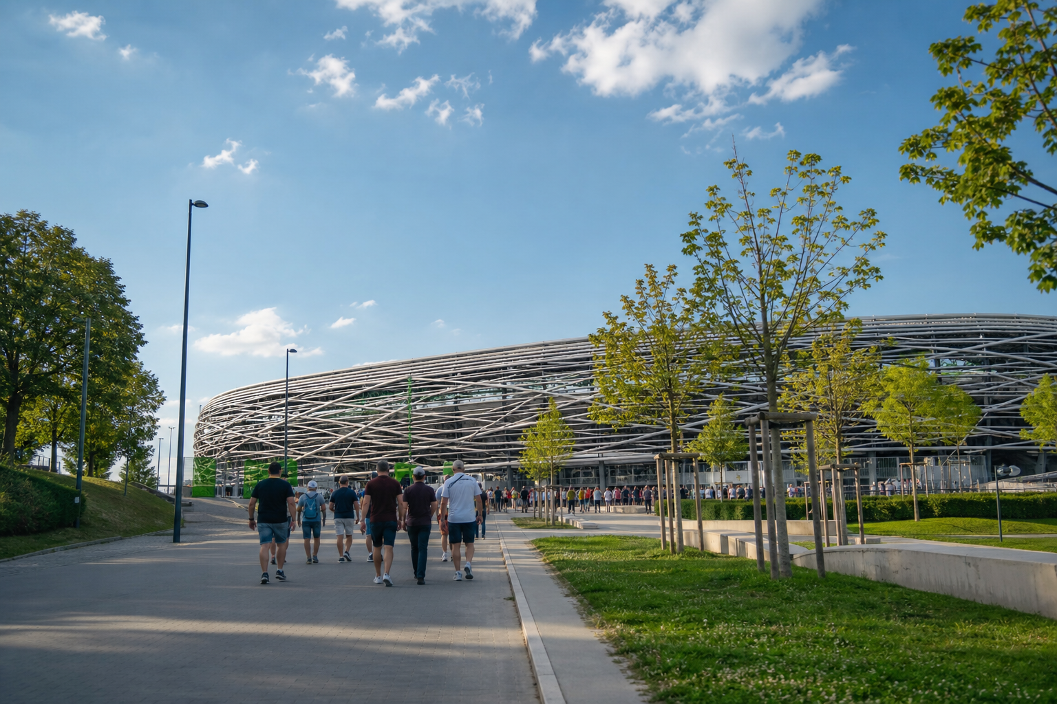 WWK Arena exterior on FC Augsburg match day in Bavaria
