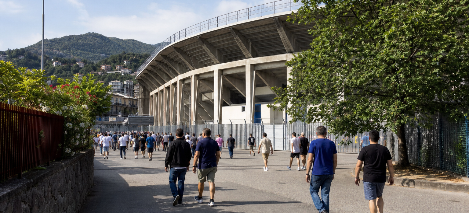 Stadio Giuseppe Sinigaglia by the lake ahead of a Como Serie A match