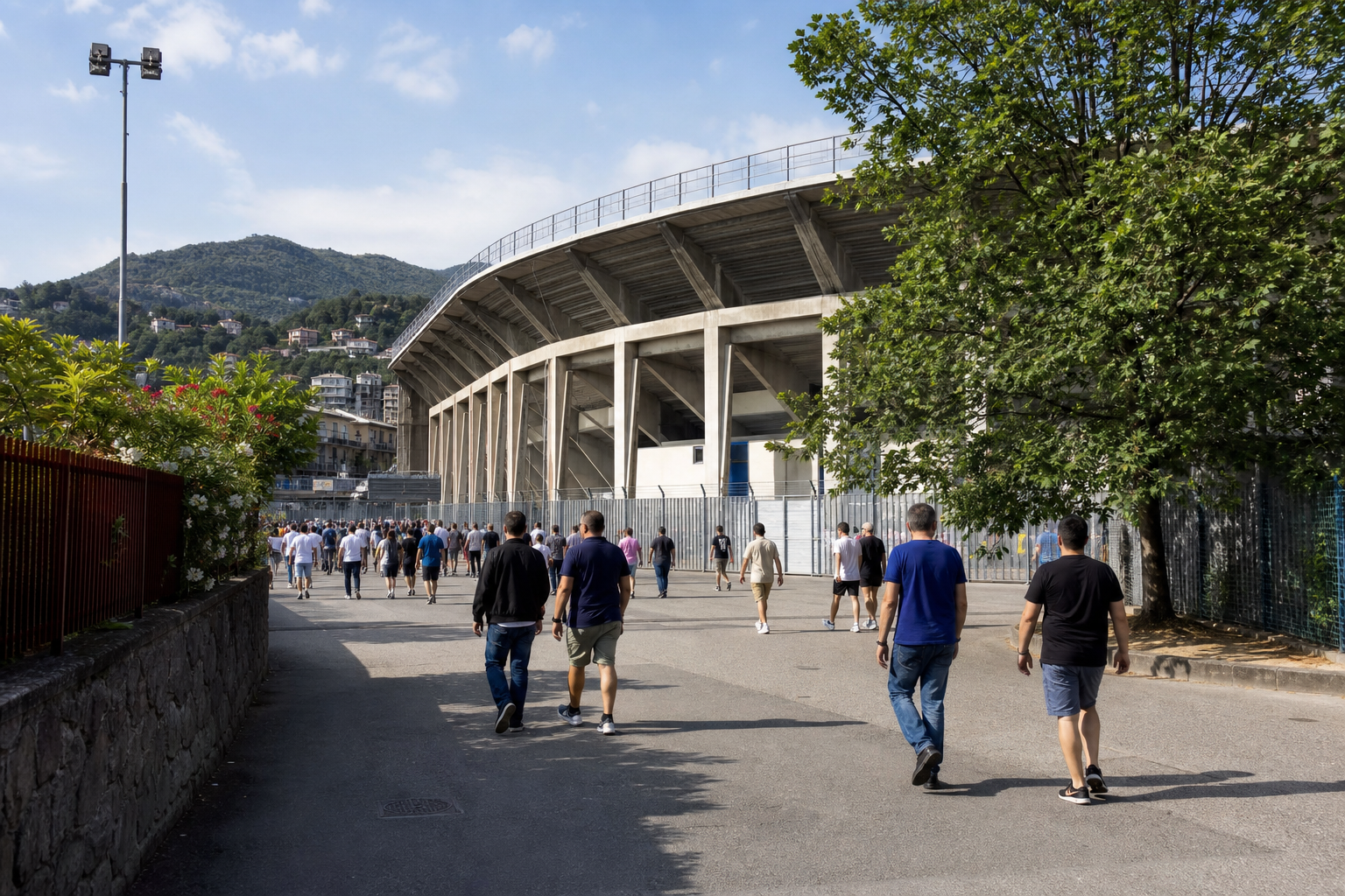 Stadio Giuseppe Sinigaglia by the lake ahead of a Como Serie A match