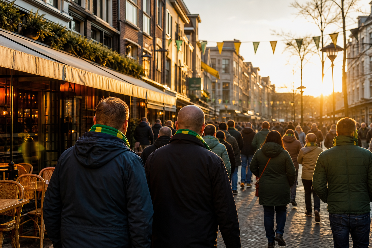 Fans gathering near Werktalent Stadion for an ADO Den Haag home game