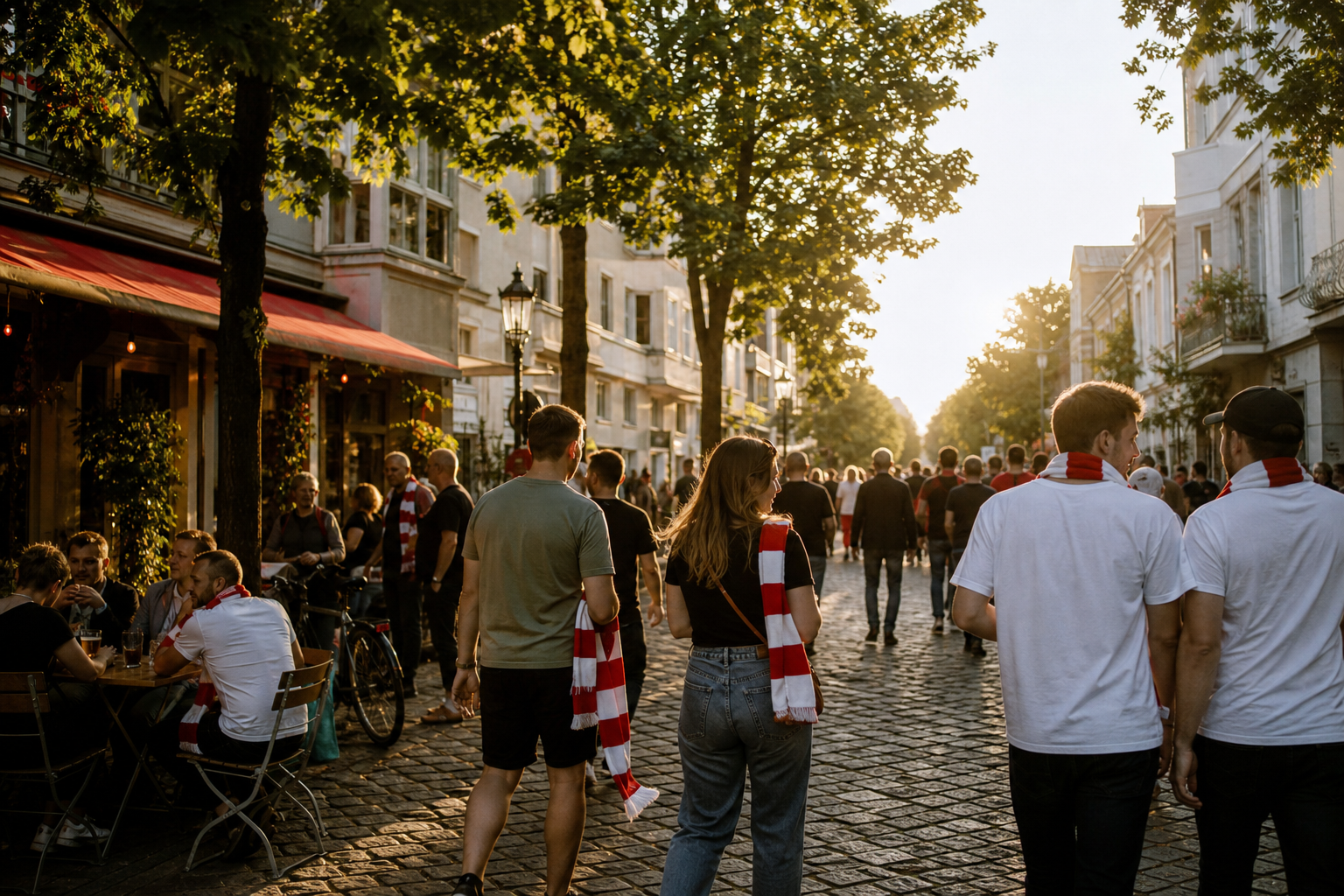 Union Berlin fans creating intimate atmosphere near Alte Försterei in Köpenick