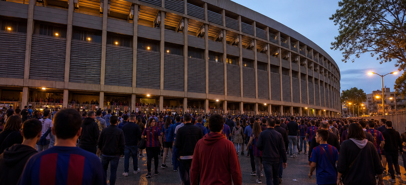 Camp Nou stadium area in Barcelona ahead of an FC Barcelona La Liga match