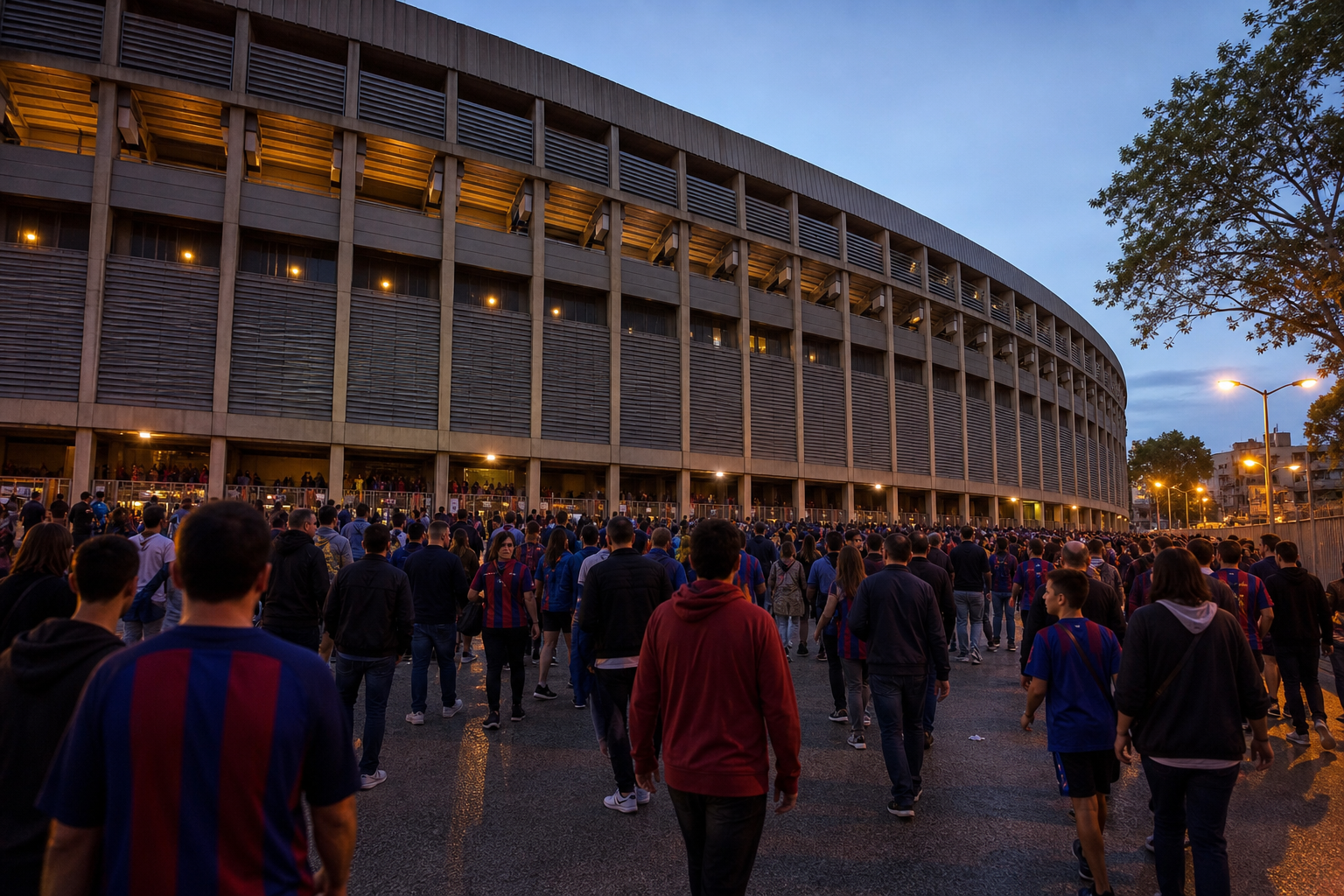 Camp Nou stadium area in Barcelona ahead of an FC Barcelona La Liga match