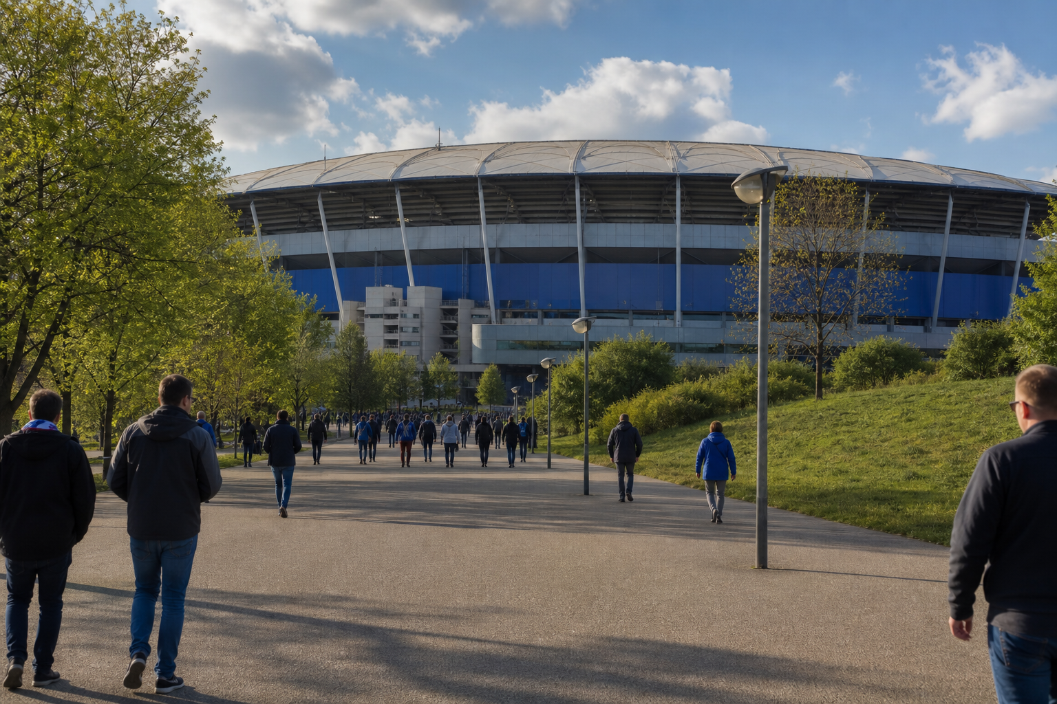 Volksparkstadion exterior ahead of a Hamburger SV Bundesliga match in Hamburg