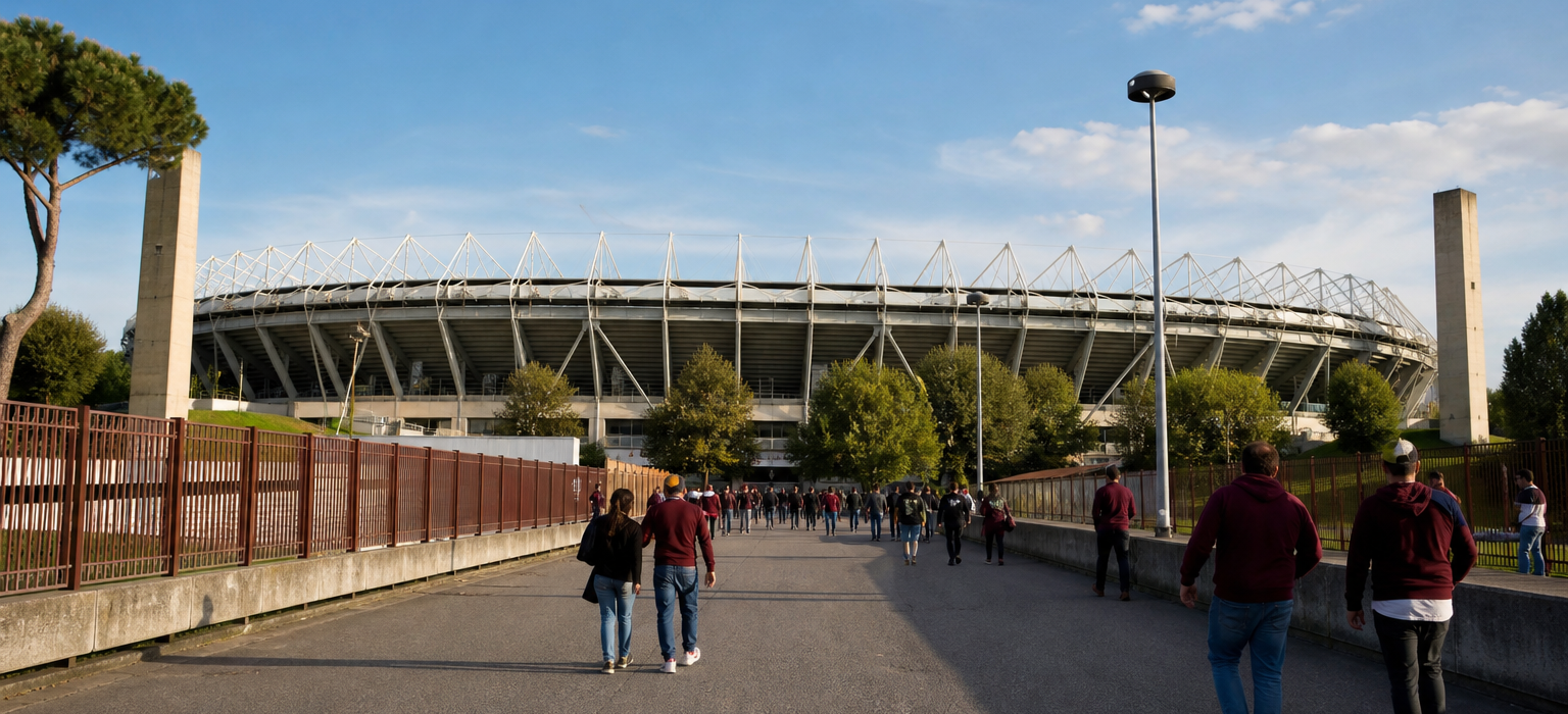 Stadio Olimpico Grande Torino exterior on a Torino FC Serie A match day