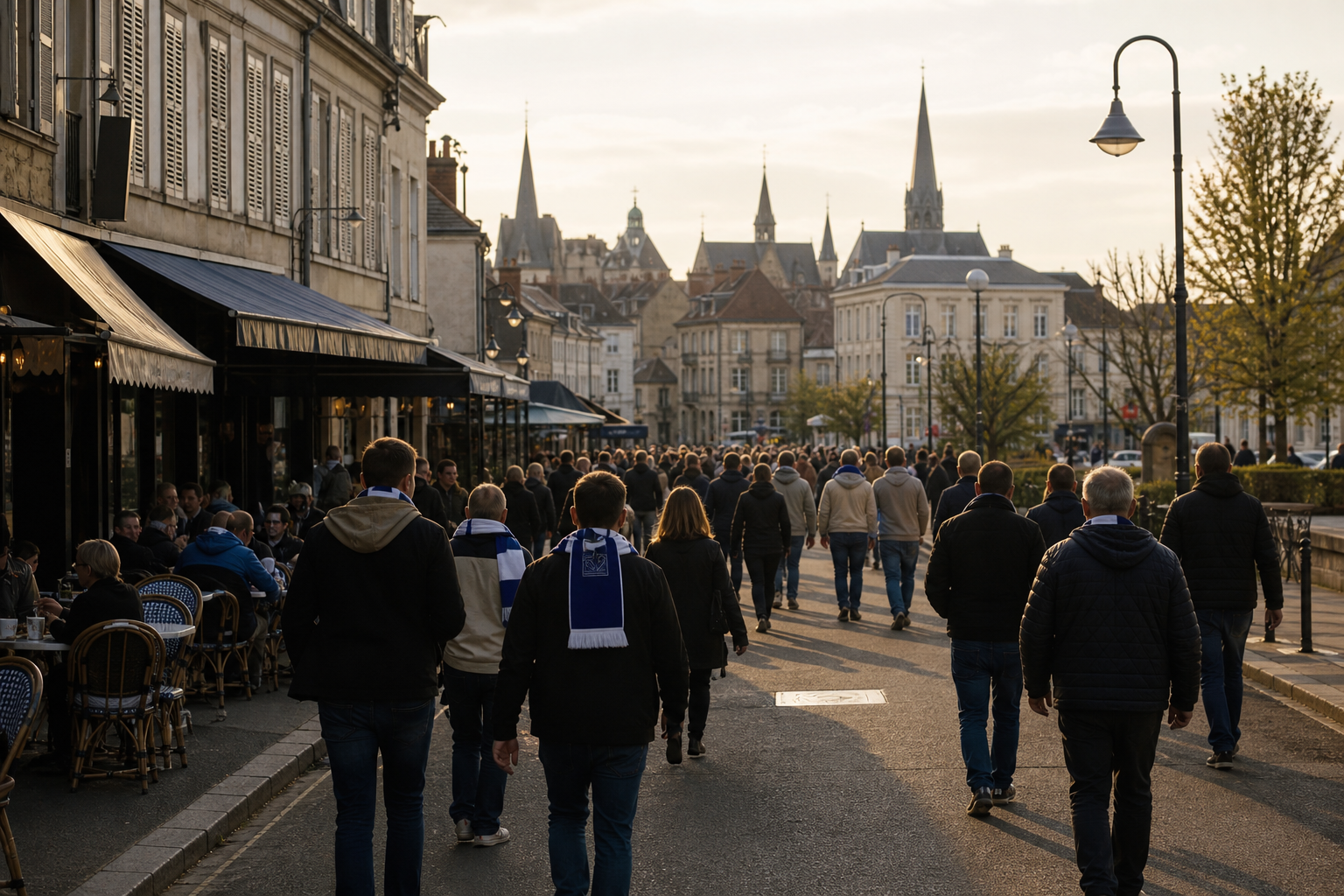 Travelling fans heading to Abbé-Deschamps for Auxerre football in Burgundy