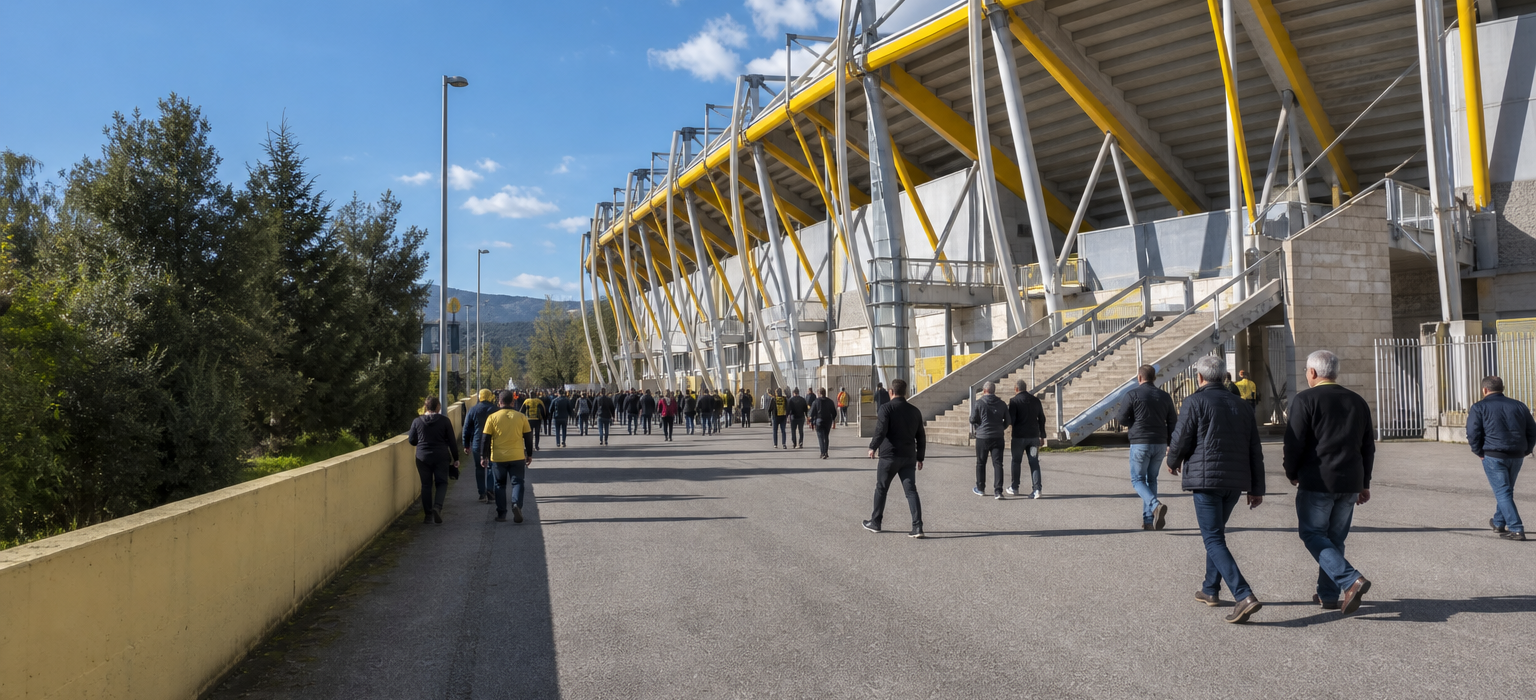 Stadio Benito Stirpe exterior on Frosinone Serie A match day