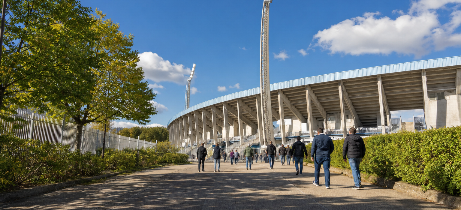 Stade de l'Abbé-Deschamps exterior ahead of an Auxerre Ligue 1 match