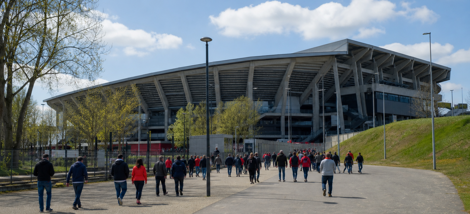 Roazhon Park exterior ahead of a Stade Rennais Ligue 1 match in Rennes