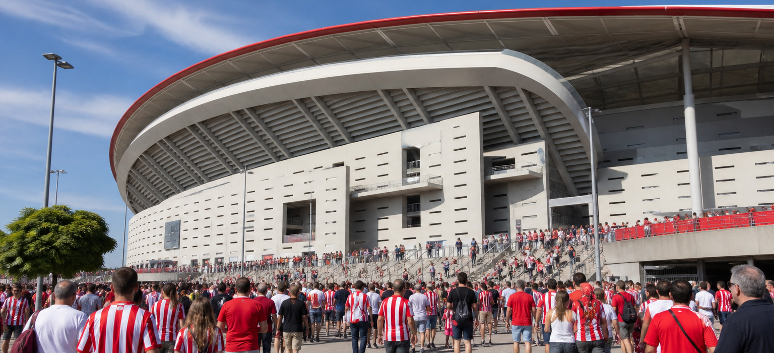 Cívitas Metropolitano stadium exterior ahead of an Atlético Madrid La Liga fixture