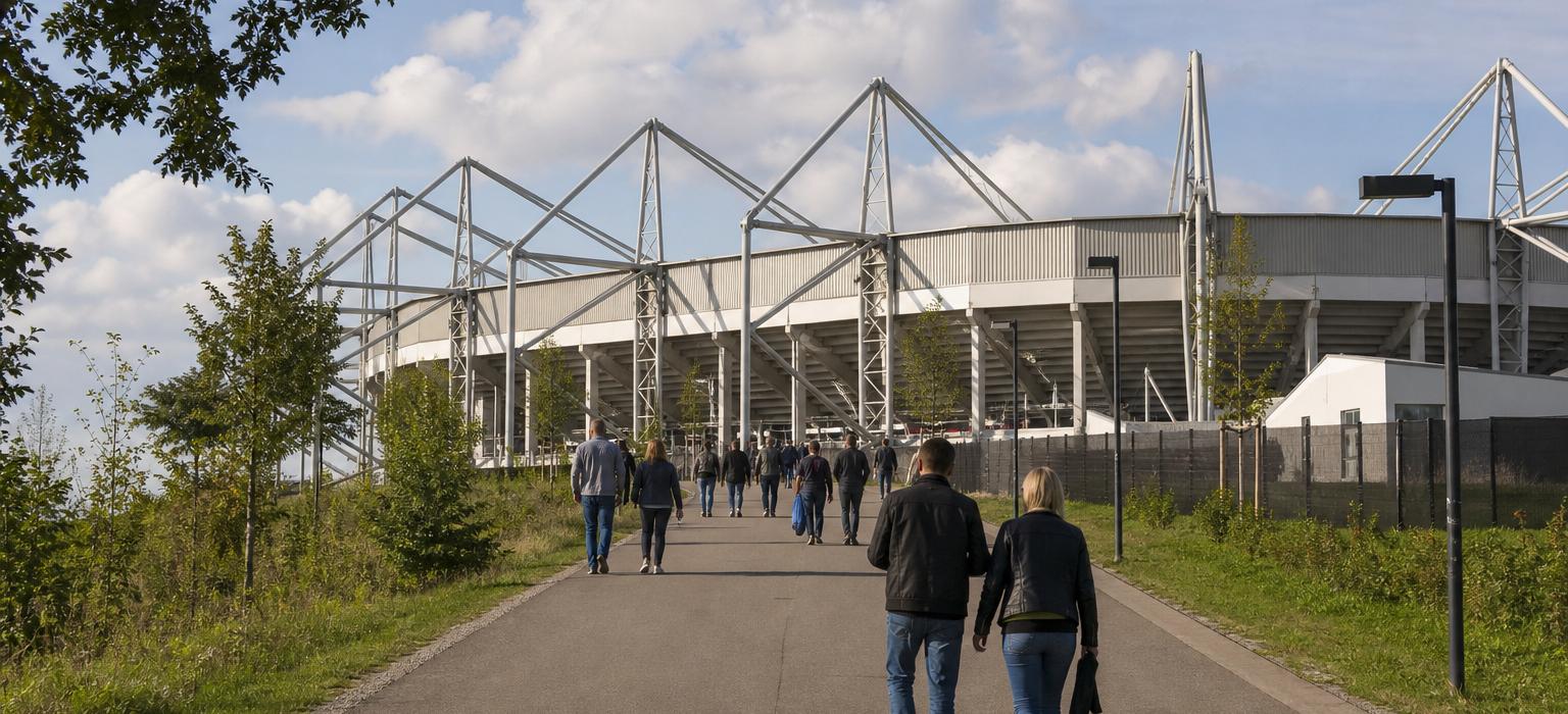 Borussia-Park exterior on Borussia Mönchengladbach match day