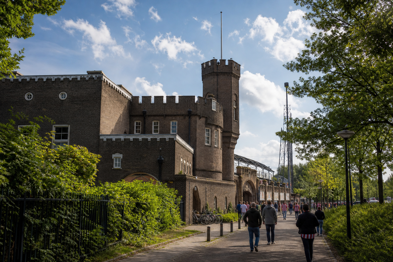 Sparta Stadion Het Kasteel exterior on match day in Rotterdam