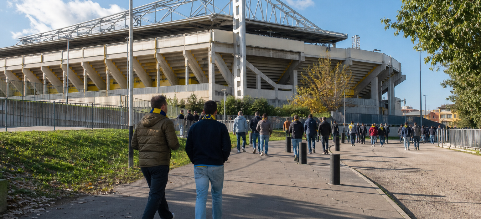 Stadio Ennio Tardini exterior ahead of a Parma Serie A home match