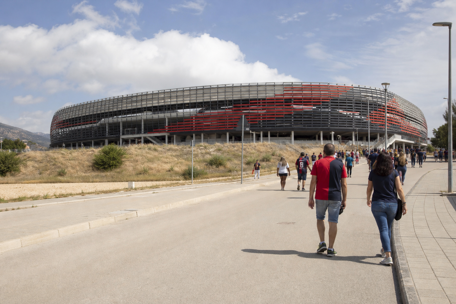 Unipol Domus stadium area ahead of a Cagliari Serie A match in Sardinia