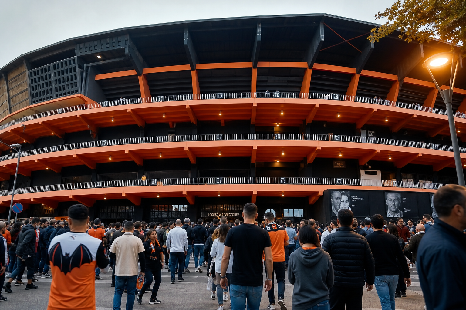 Mestalla stadium exterior on a Valencia CF match day