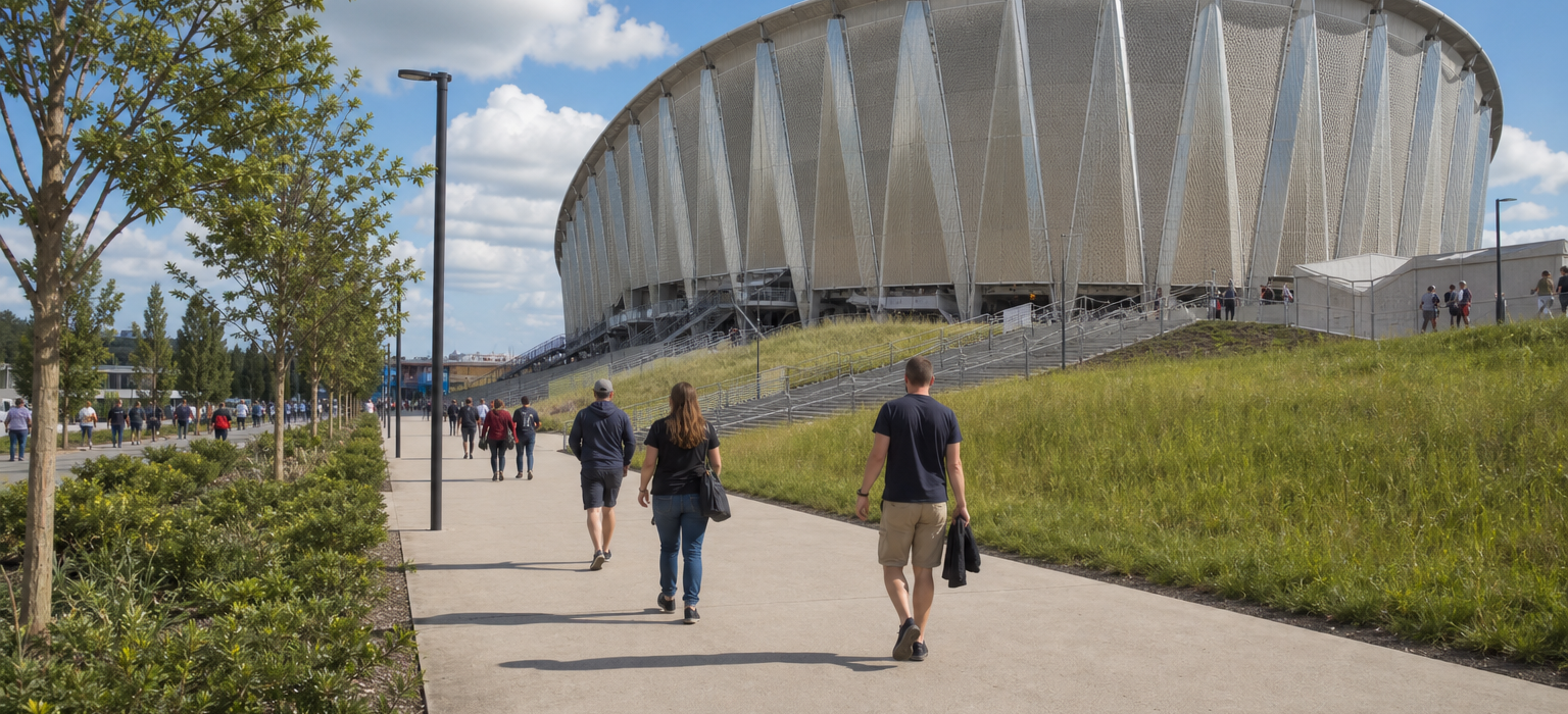MMArena exterior ahead of a Le Mans FC Ligue 1 home match