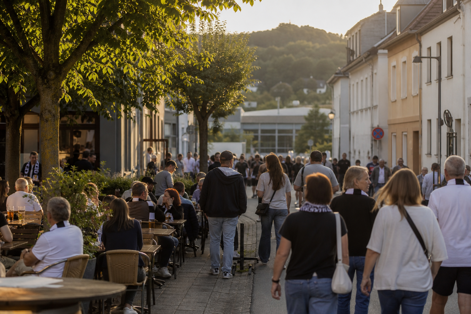 Travelling fans arriving at Waldstadion for Elversberg's Bundesliga debut season
