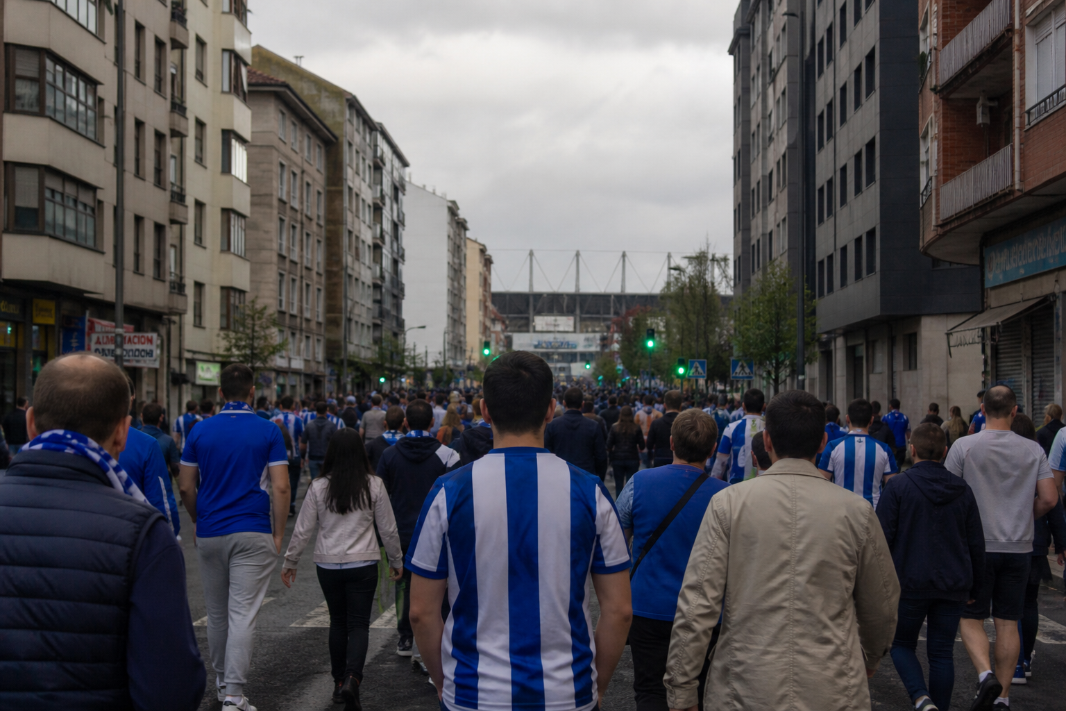 Deportivo Alavés fans gathering near Mendizorrotza before kick-off