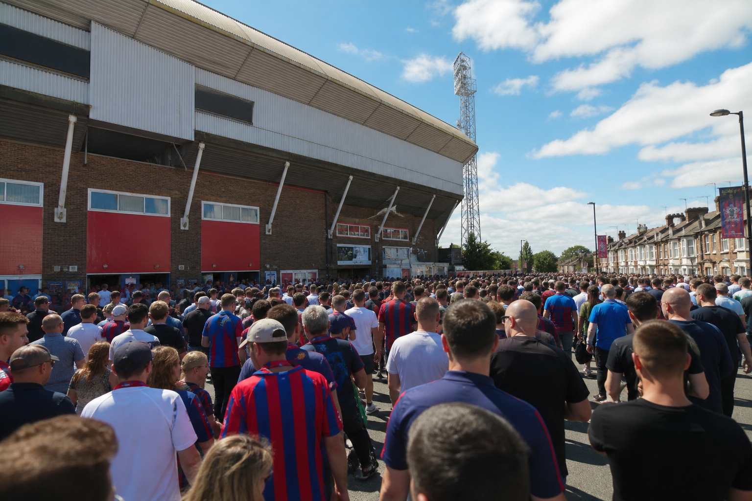 Selhurst Park stadium exterior on Crystal Palace match day