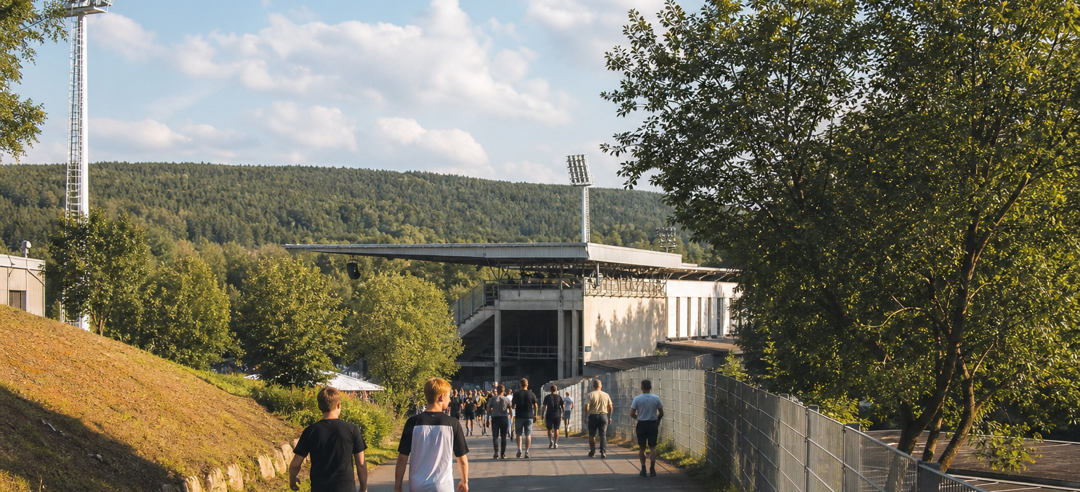 Waldstadion an der Kaiserlinde exterior on SV Elversberg match day