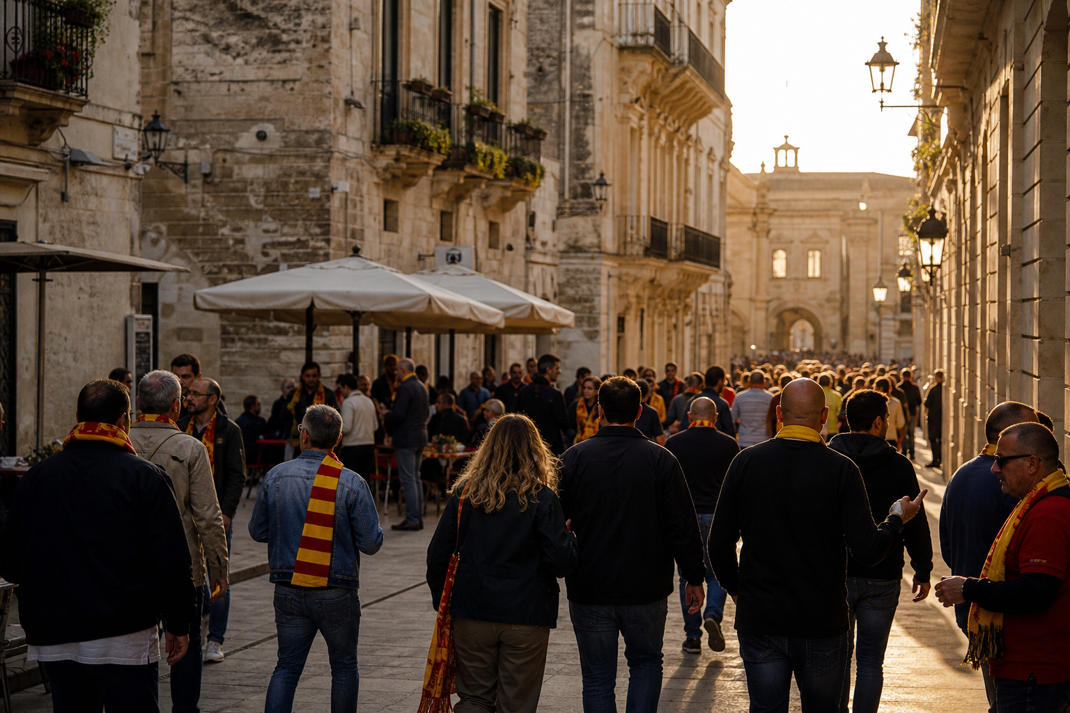 Travelling fans heading to Stadio Via del Mare for a Lecce home game