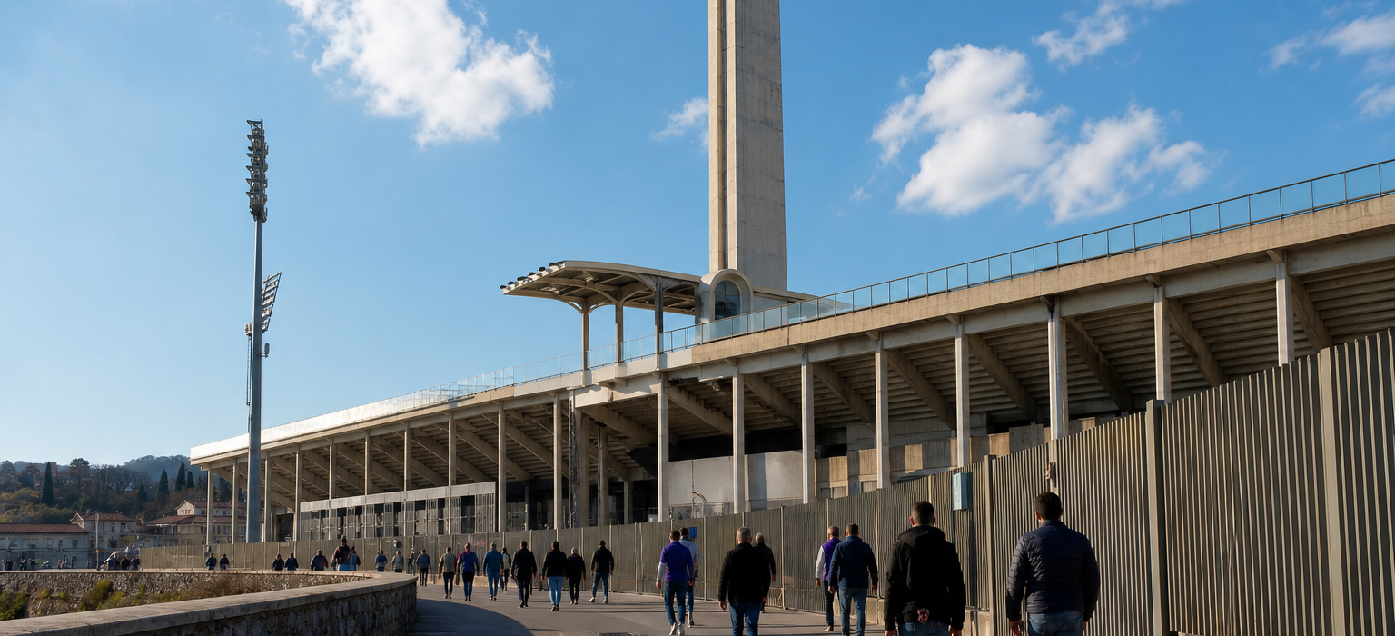 Stadio Artemio Franchi exterior in Florence ahead of a Fiorentina Serie A match