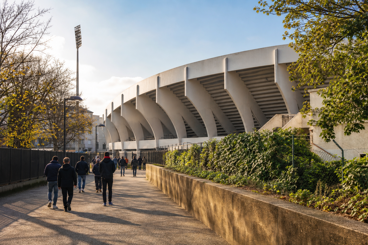 Stade Jean-Bouin exterior ahead of a Paris FC Ligue 1 match in Paris