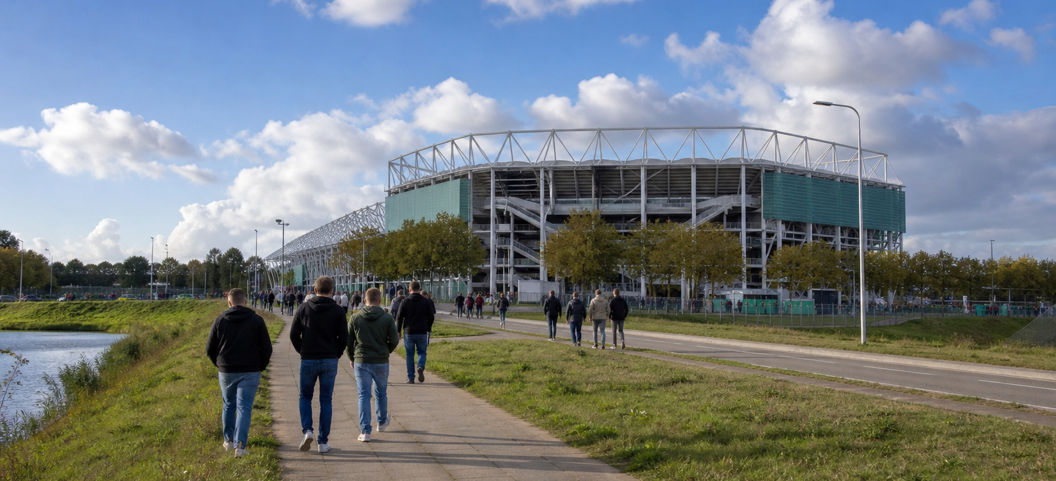 Euroborg stadium exterior ahead of a Groningen Eredivisie match
