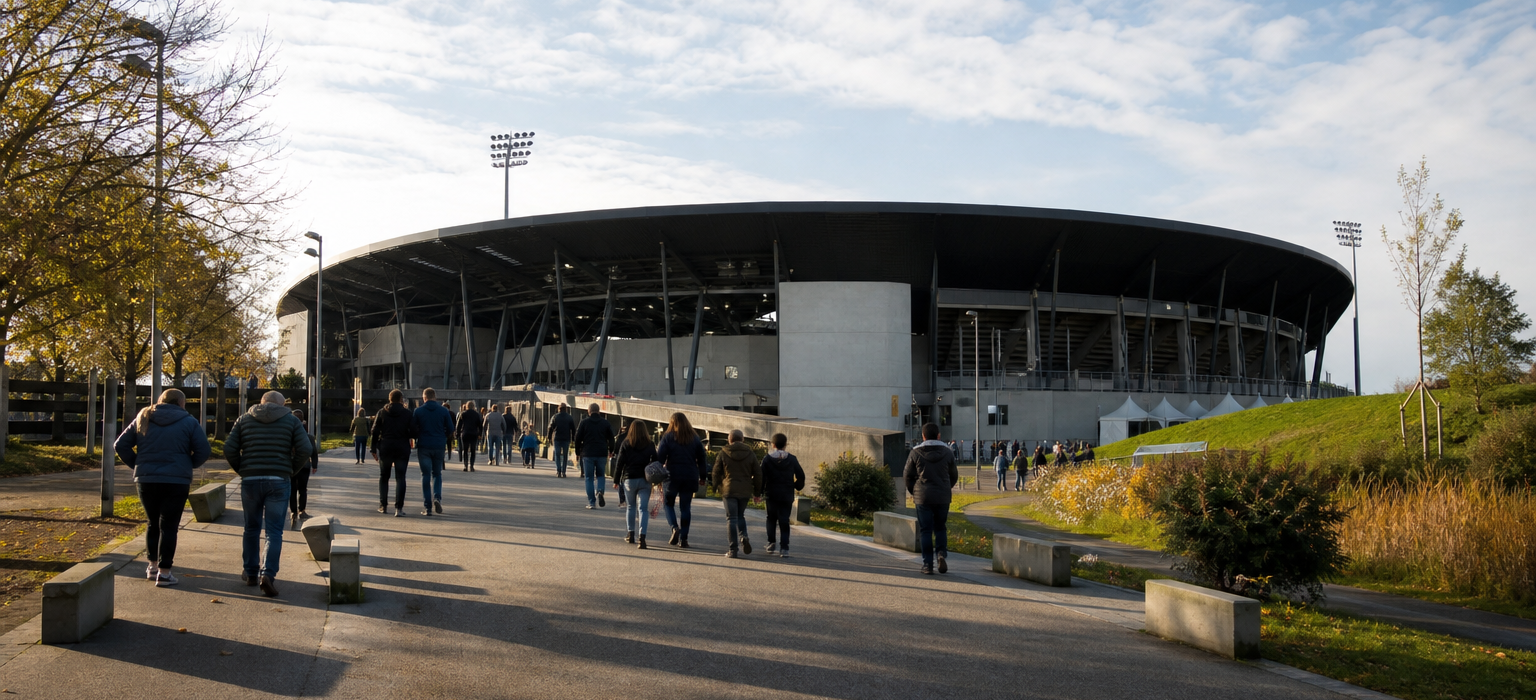 Stade Raymond Kopa exterior ahead of an Angers SCO Ligue 1 match