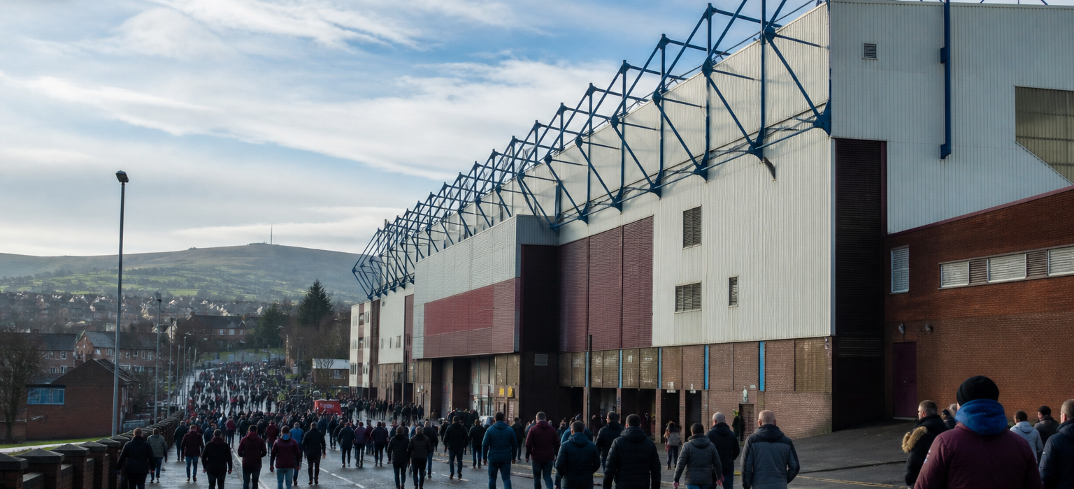 Turf Moor stadium exterior on Burnley FC match day