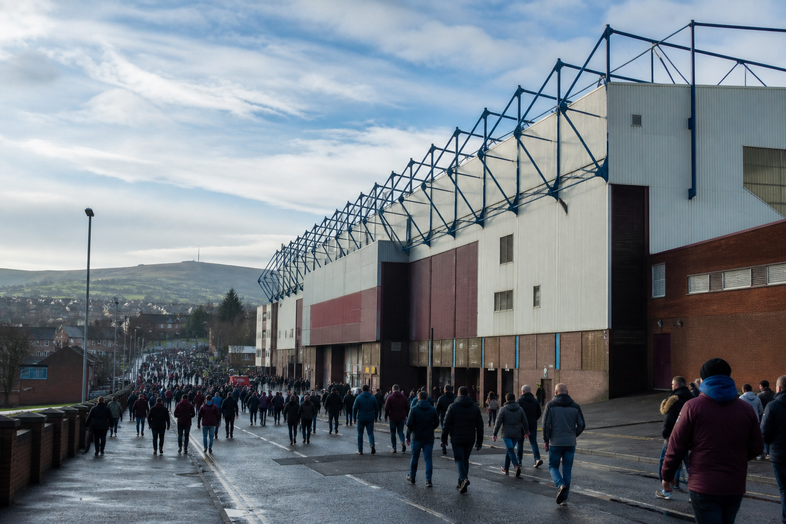 Turf Moor stadium exterior on Burnley FC match day