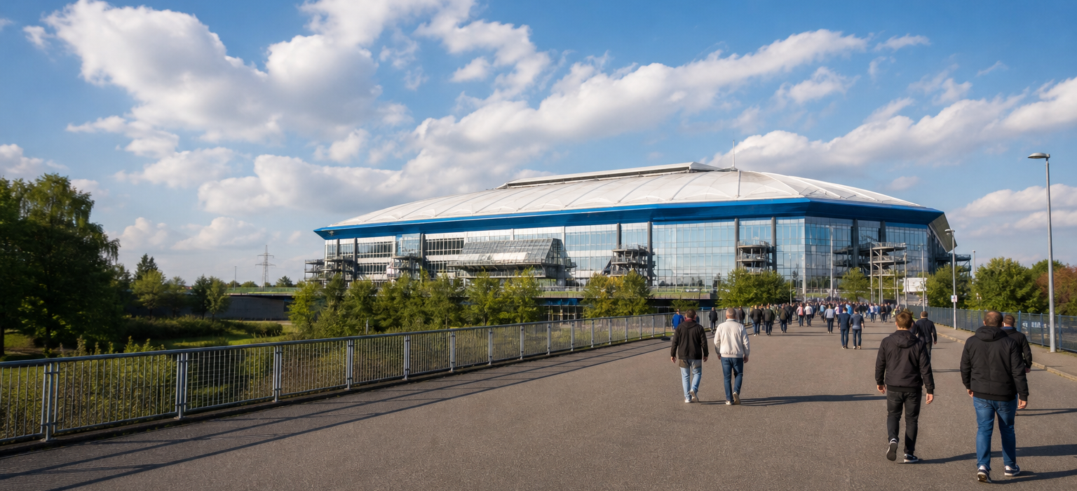 Veltins-Arena exterior ahead of a Schalke 04 Bundesliga home match