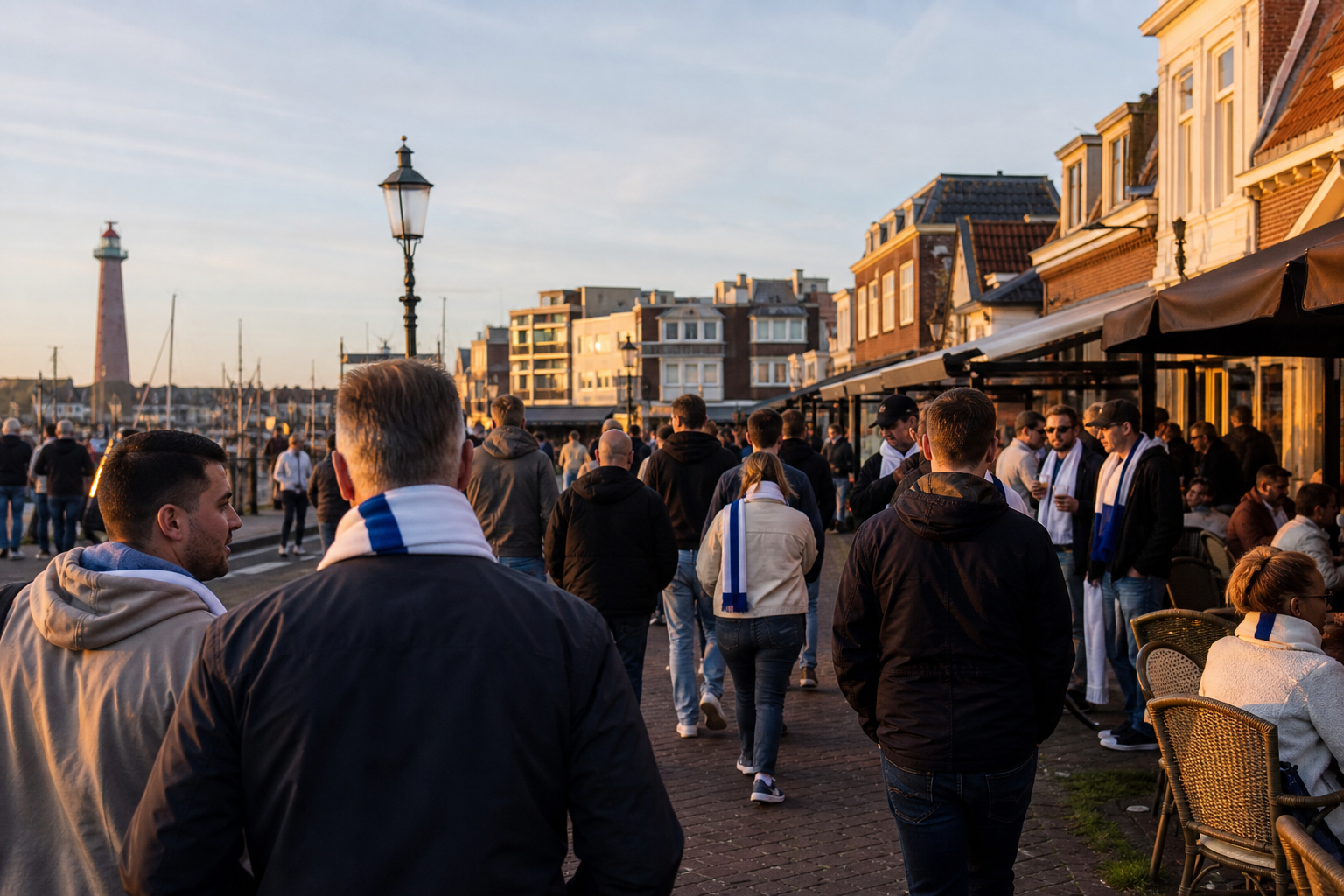 Travelling fans heading to BUKO Stadion for an Eredivisie game