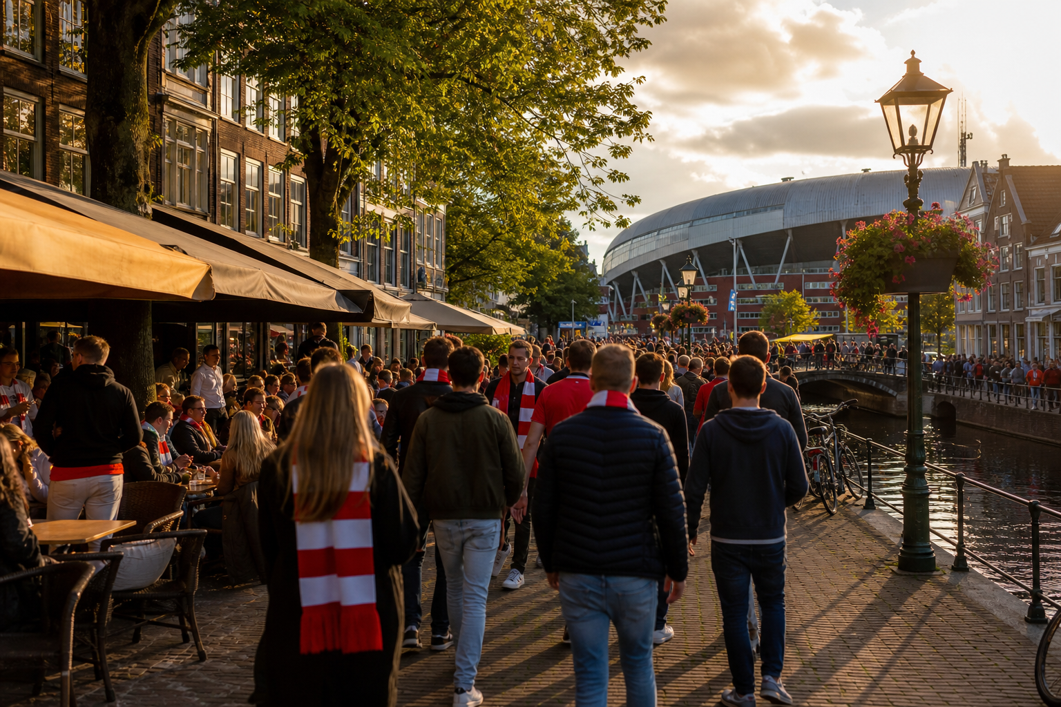 Travelling fans heading to AFAS Stadion for an AZ home game in Alkmaar