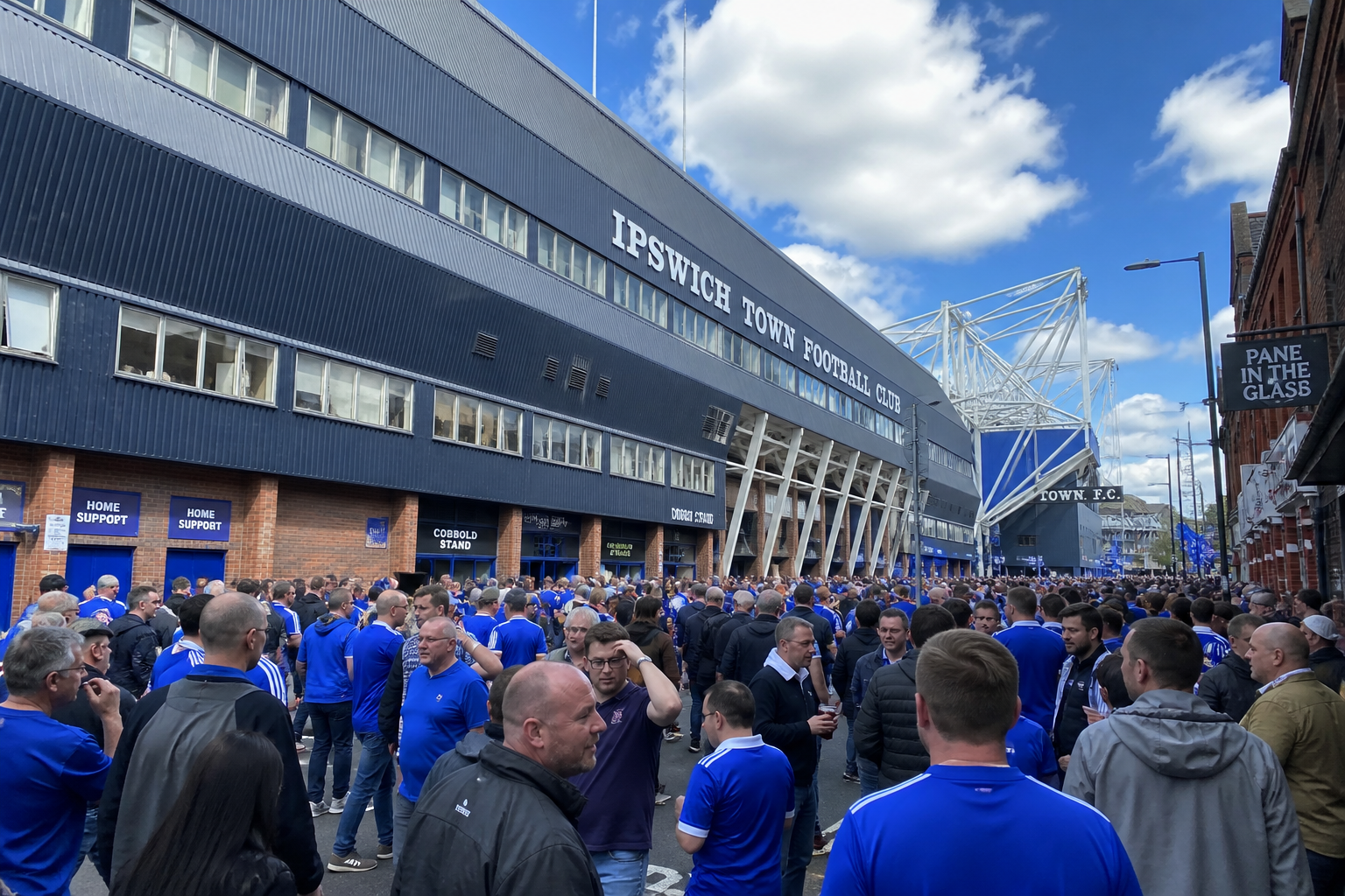 Portman Road exterior on Ipswich Town match day
