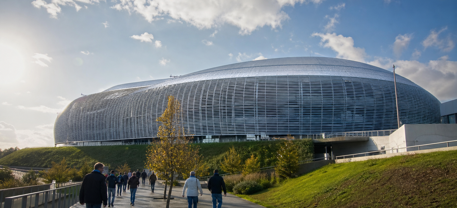Decathlon Arena Stade Pierre-Mauroy exterior ahead of a Lille Ligue 1 match
