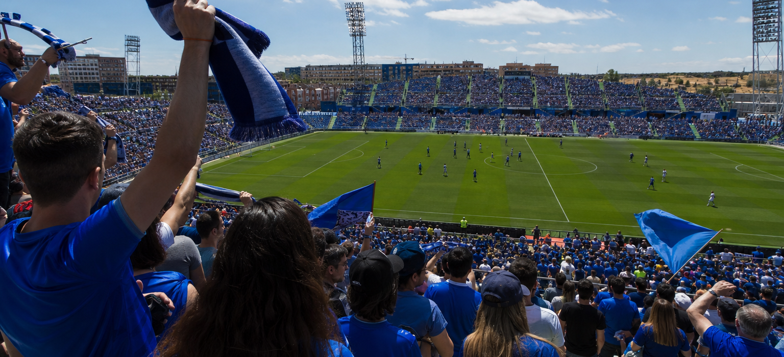 Coliseum stadium exterior on Getafe CF match day near Madrid