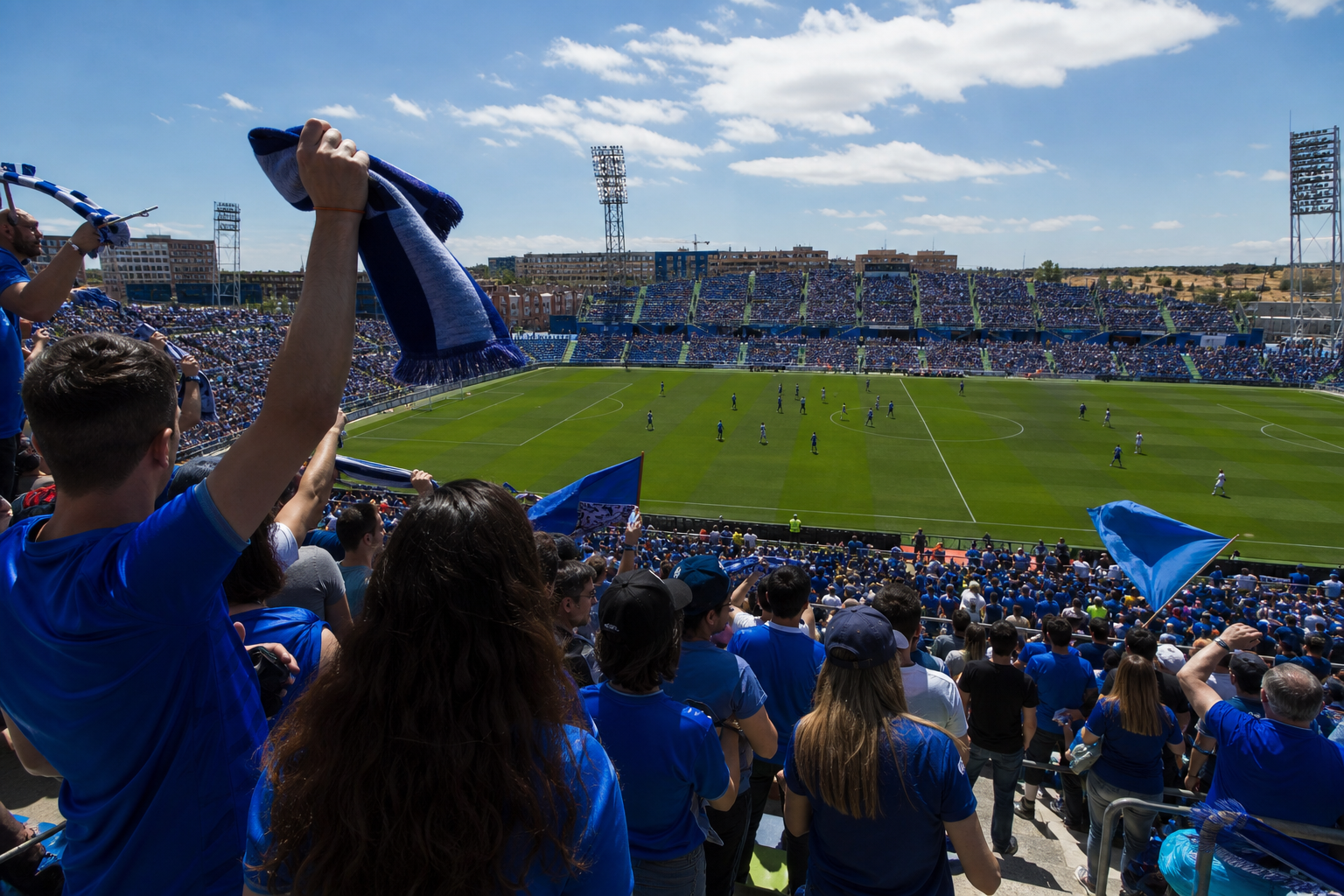 Coliseum stadium exterior on Getafe CF match day near Madrid