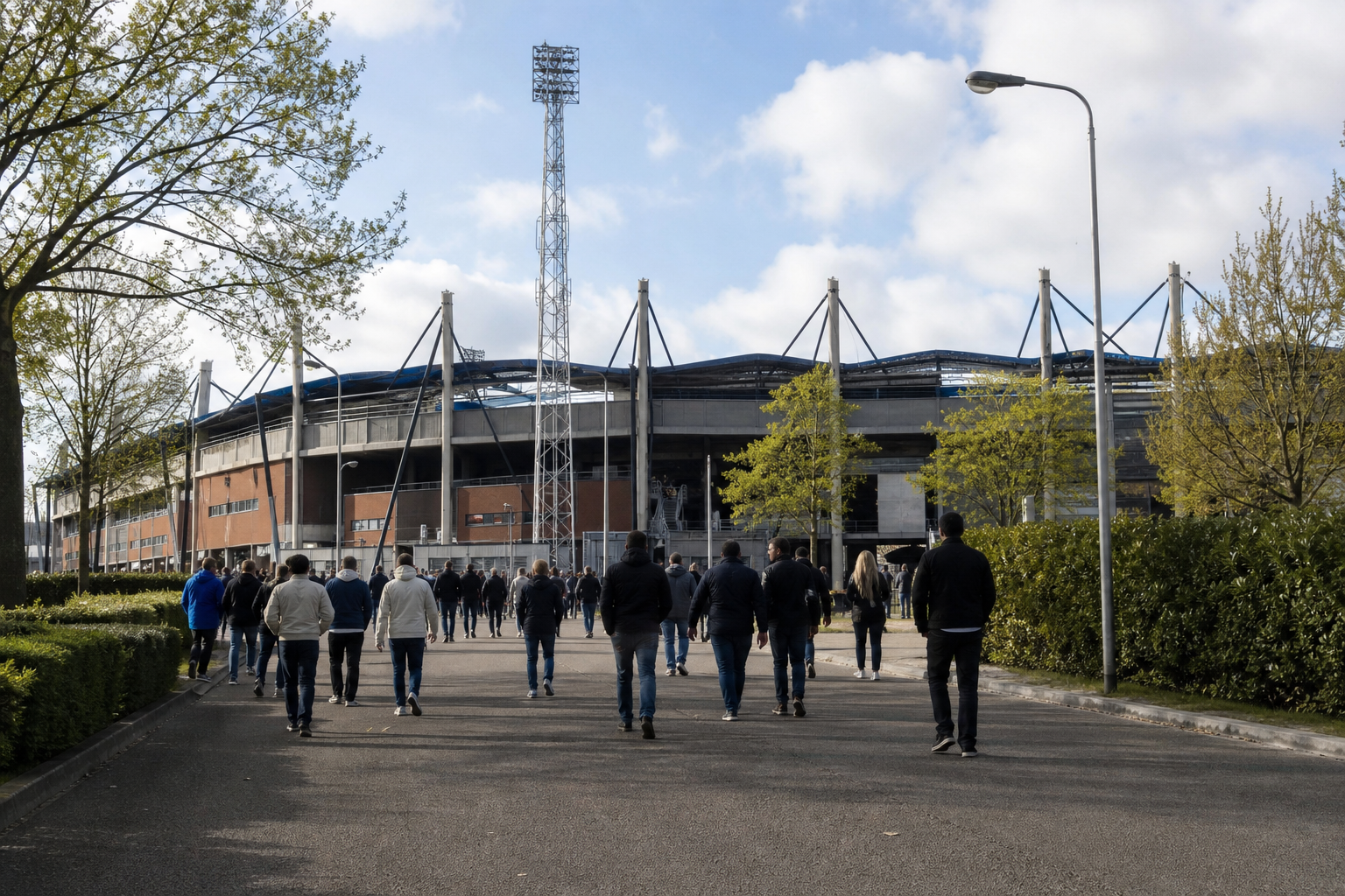Koning Willem II Stadion exterior on match day in Tilburg