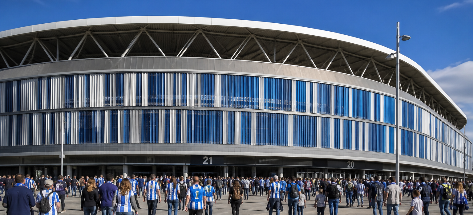 RCDE Stadium exterior on RCD Espanyol match day near Barcelona