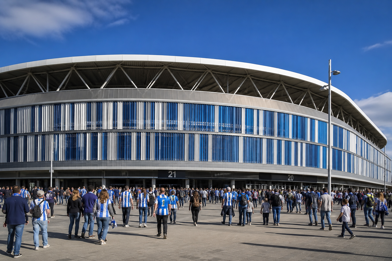 RCDE Stadium exterior on RCD Espanyol match day near Barcelona