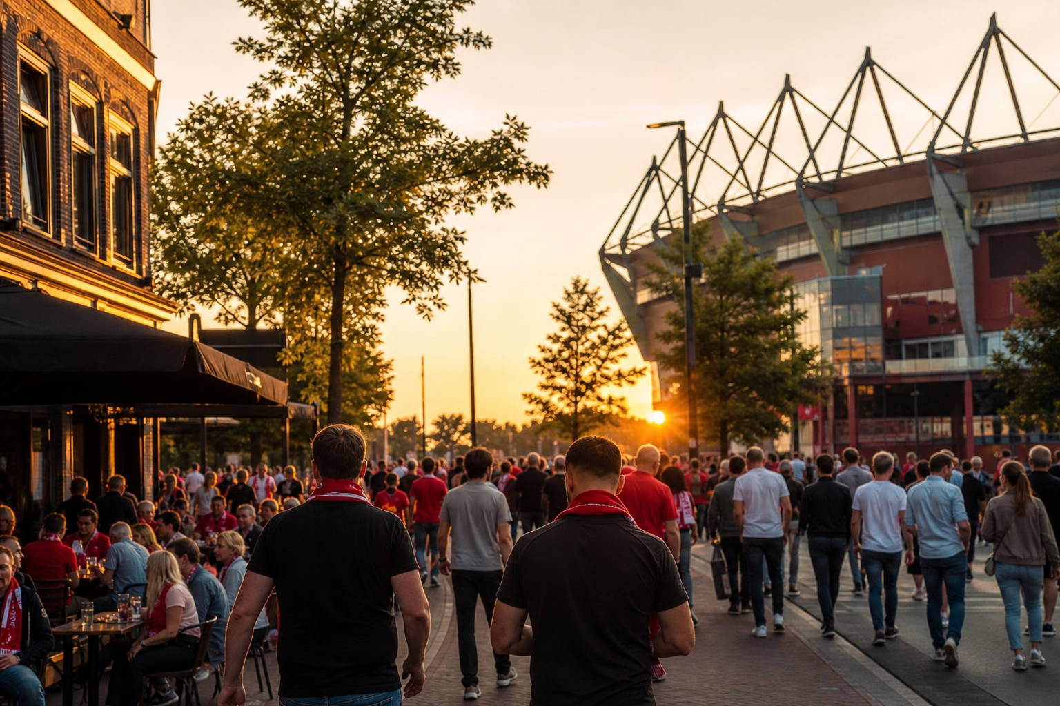 Travelling fans arriving at De Grolsch Veste for an Eredivisie game