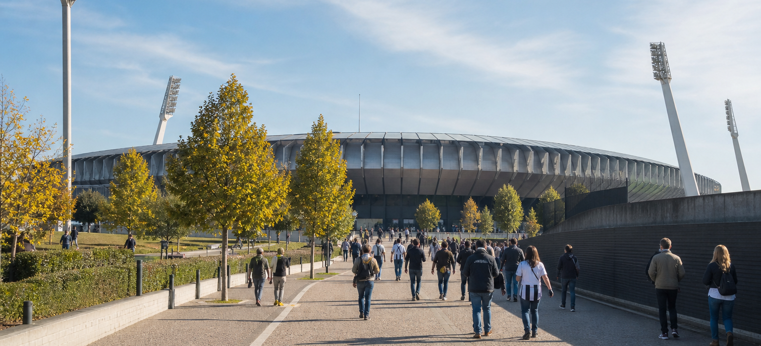 Bluenergy Stadium exterior on Udinese Serie A match day in Udine