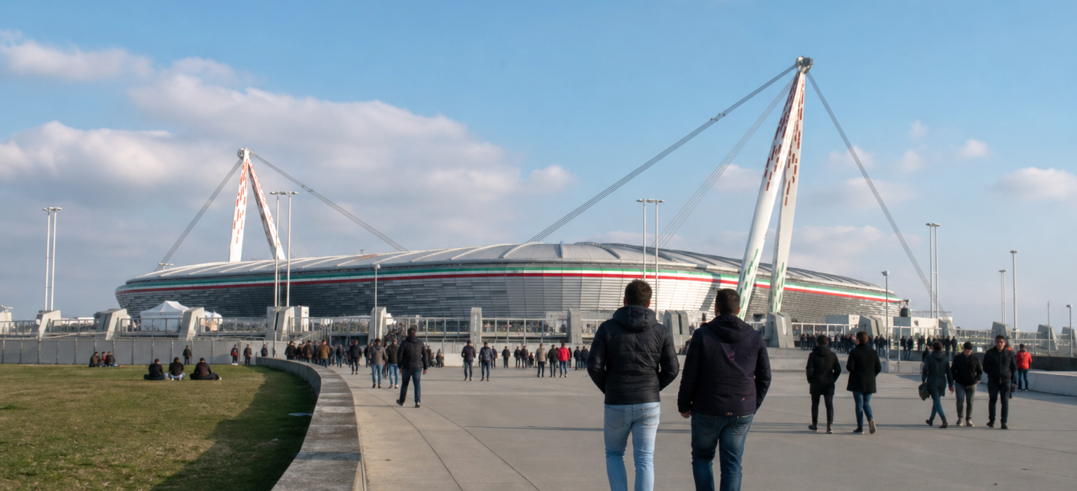 Allianz Stadium exterior in Turin ahead of a Juventus Serie A match
