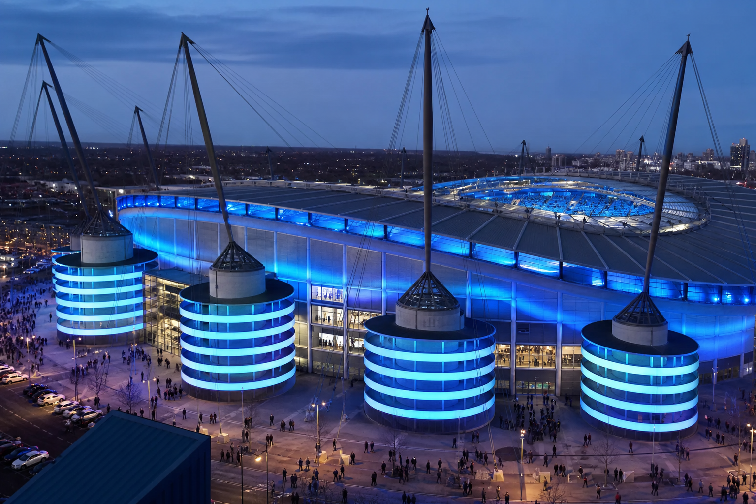 Etihad Stadium exterior on Manchester City match day