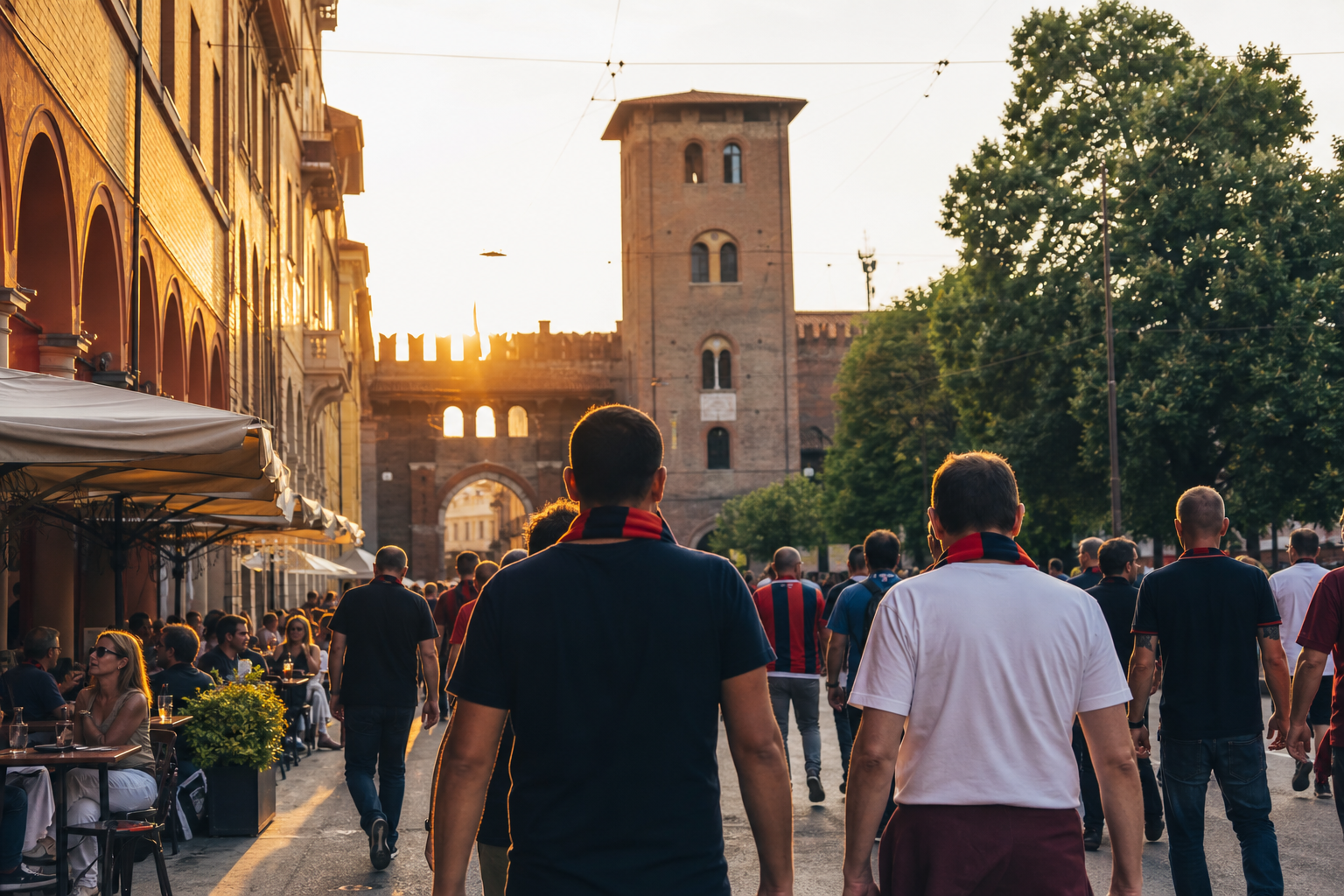 Fans arriving at Dall'Ara for a Bologna home game in Emilia-Romagna