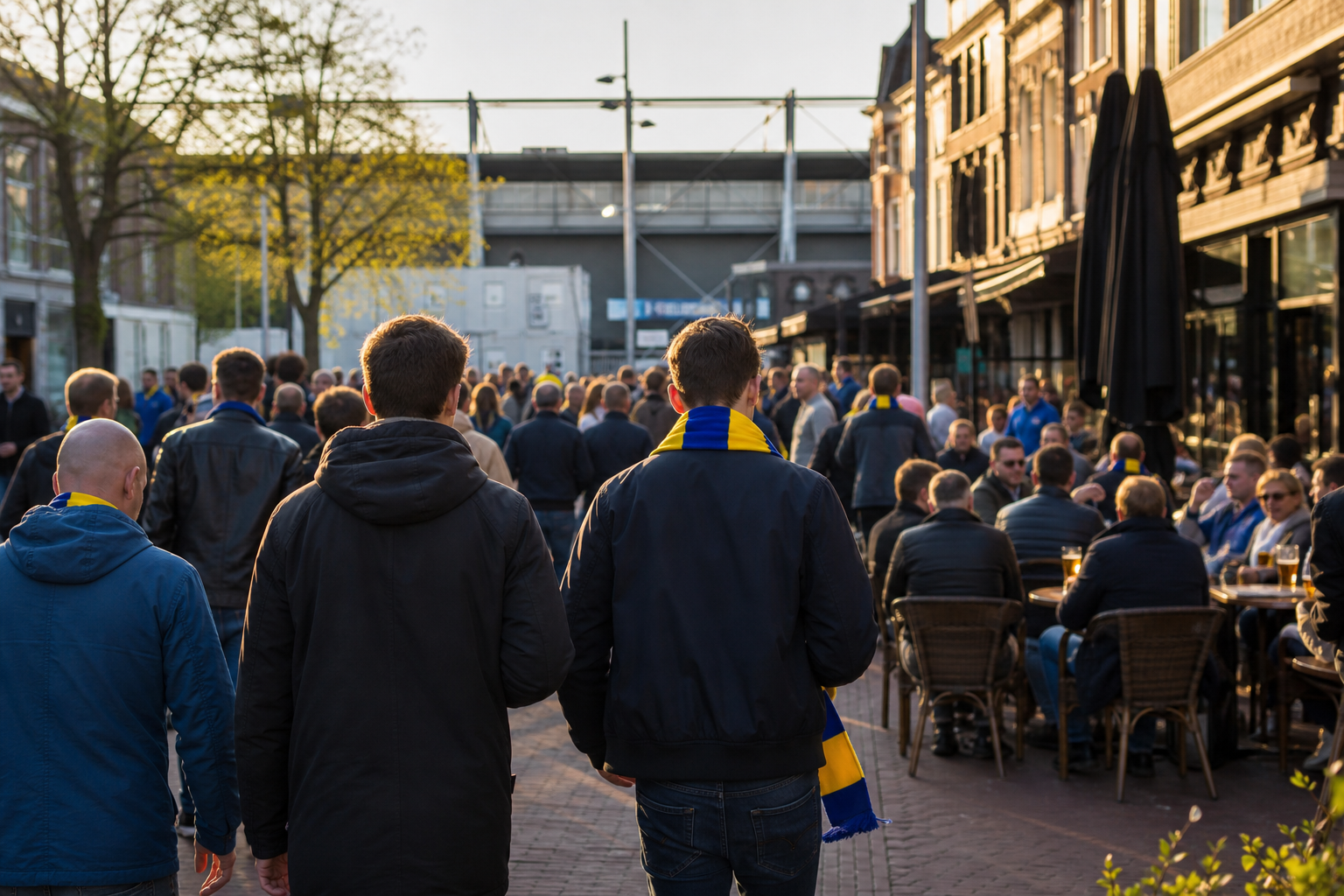 Fans arriving at Kooi Stadion for a Cambuur home game in Friesland