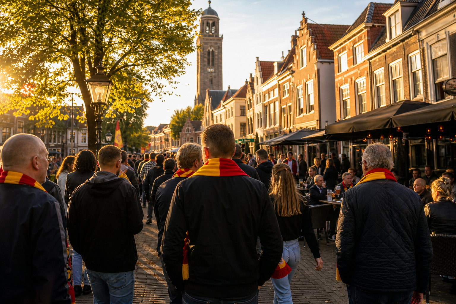Fans arriving at De Adelaarshorst for a Go Ahead Eagles home game in Deventer