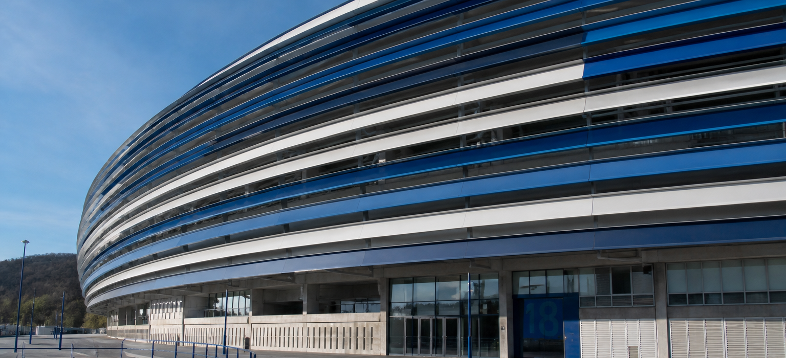 Reale Arena stadium exterior in San Sebastián on match day