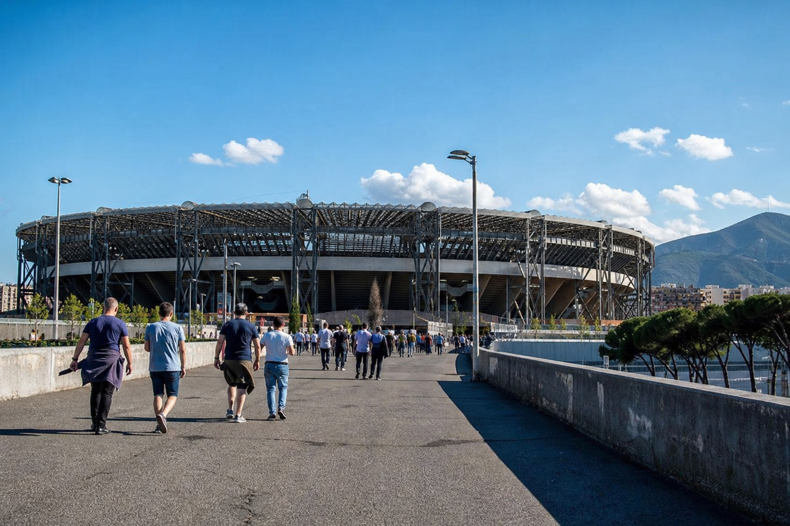 Stadio Diego Armando Maradona exterior on a Napoli Serie A match day